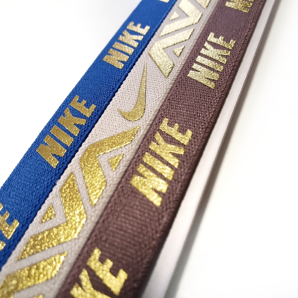 3 Nike Adult Hair Ponytail Headbands Metallic